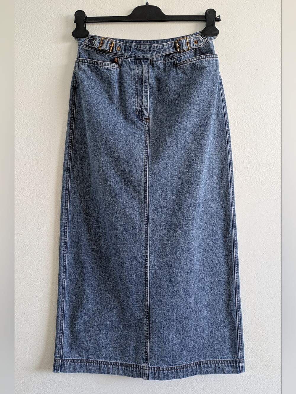 Lauren Jeans & Co. Vintage Belted Denim Midi Skirt